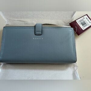 Radley London Willis Street Bifold Blue Leather Wallet, NWT
